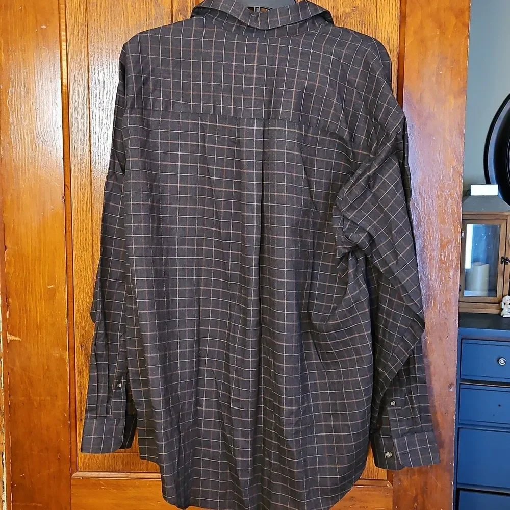 Van‎ Heusen Dress Shirt Mens 17.5 34/35 XL NWOT Red Black Plaid WrinkleResist